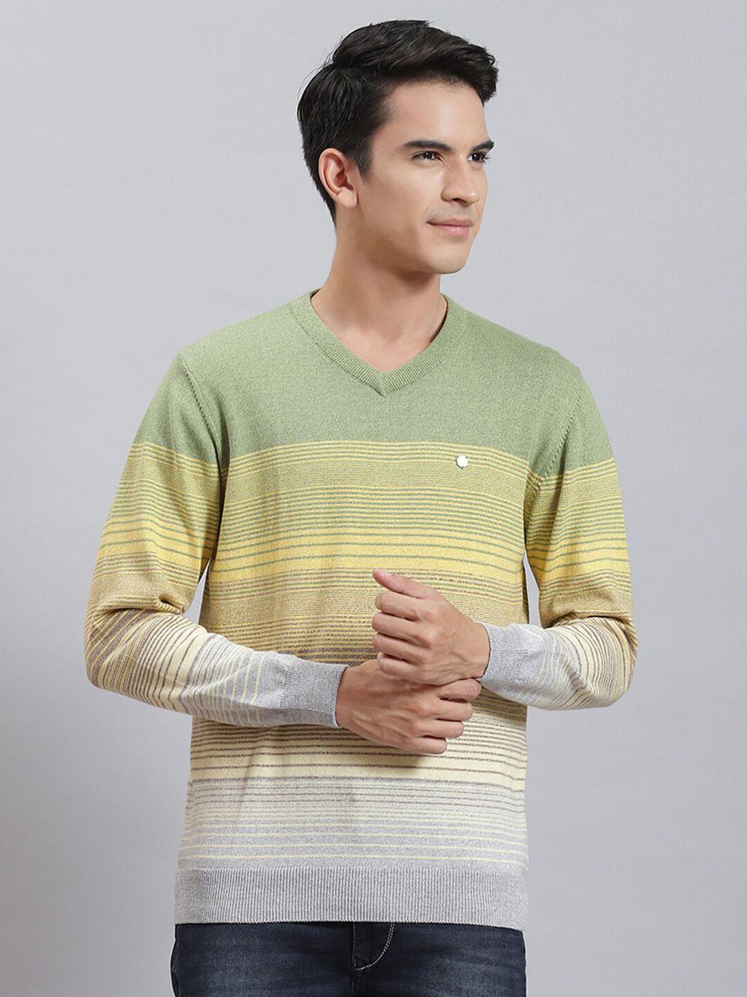 monte carlo striped v-neck cotton pullover