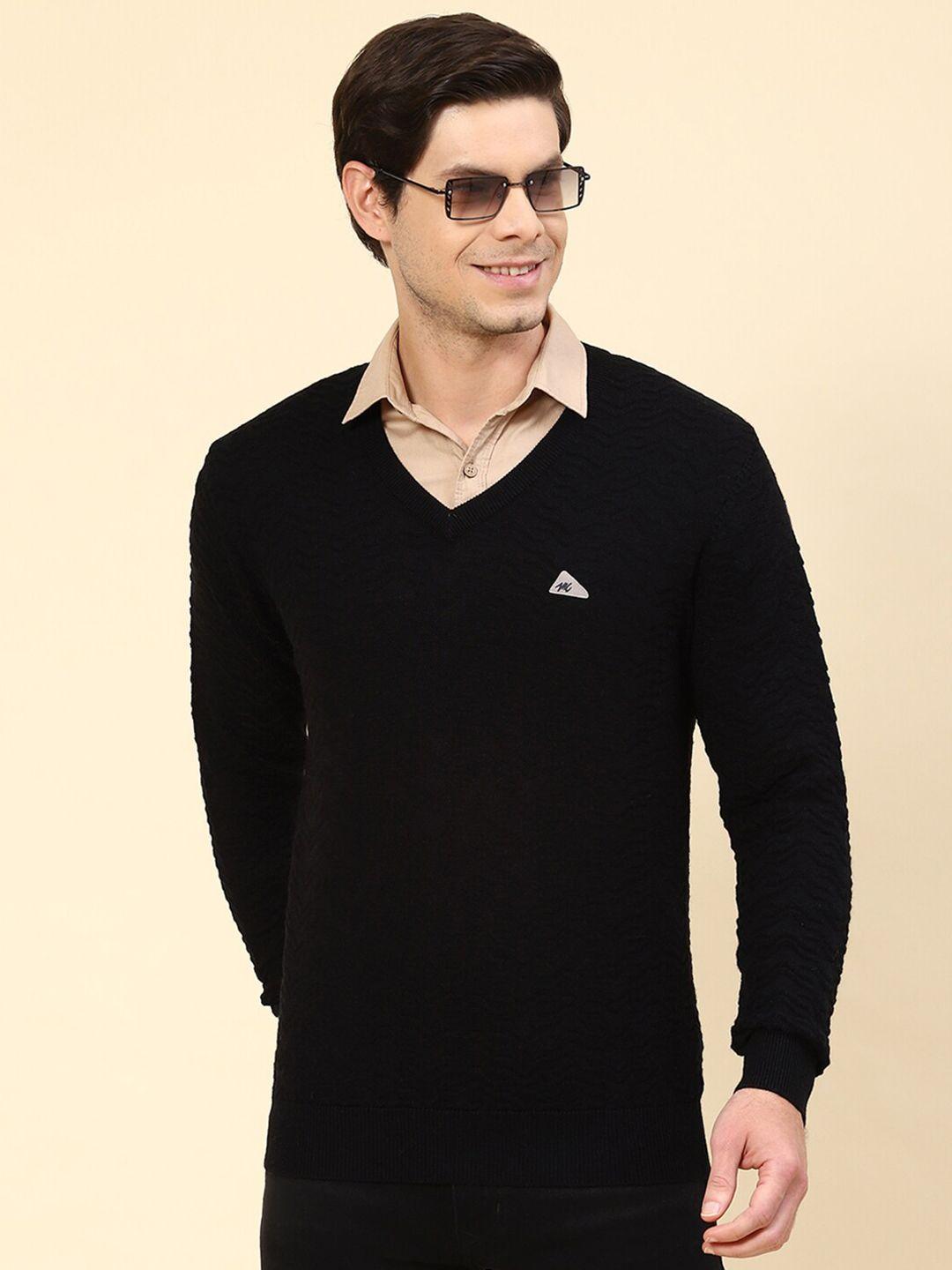 monte carlo v- neck ribbed pure woollen pullover