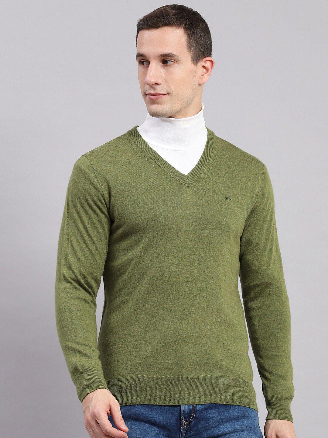 monte carlo v- neck ribbed pure woollen pullover