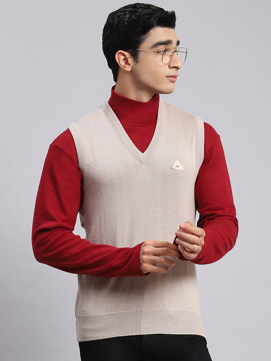 monte carlo v- neck ribbed pure woollen sweater vest