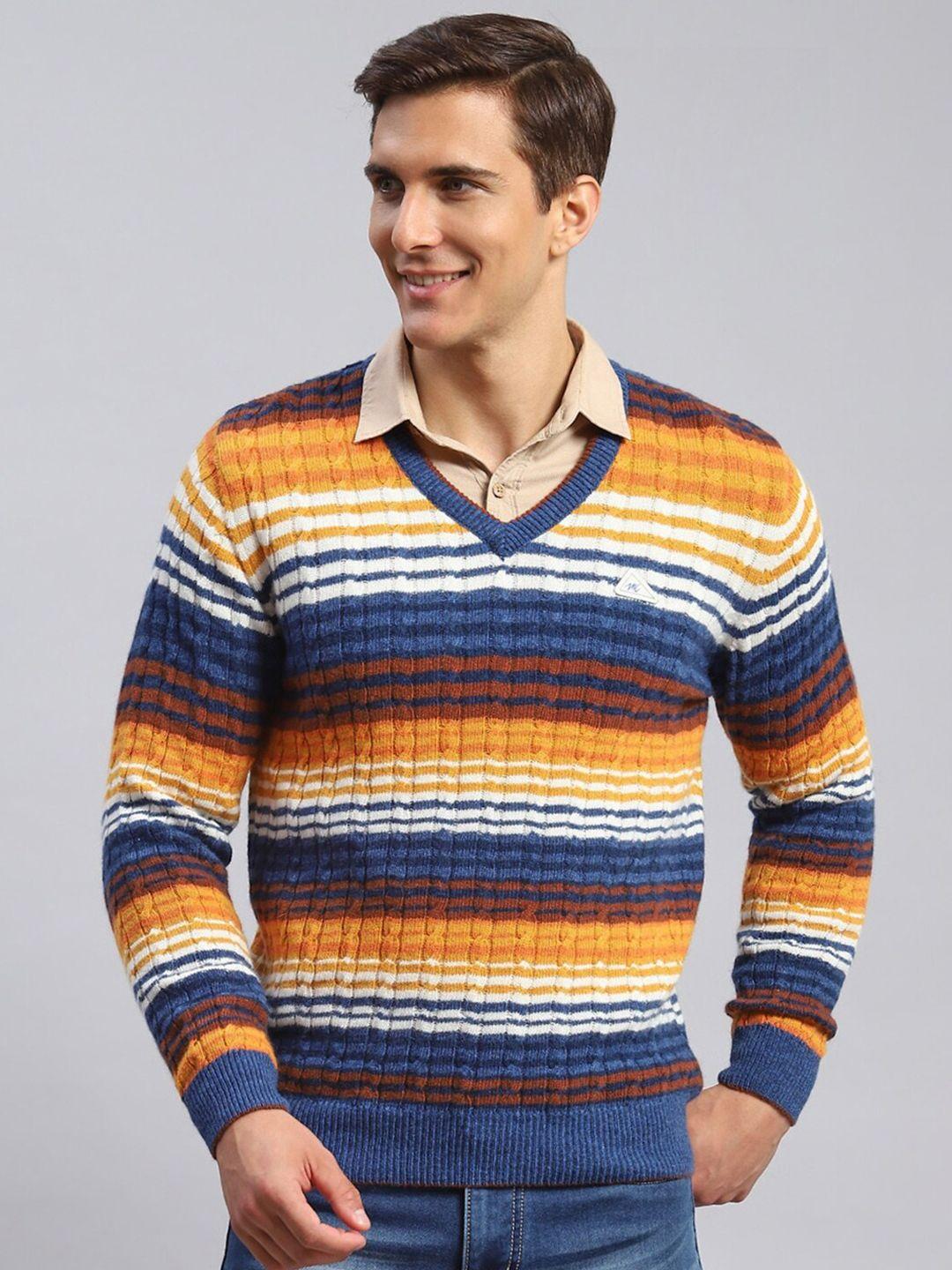 monte carlo v-neck striped woollen pullover