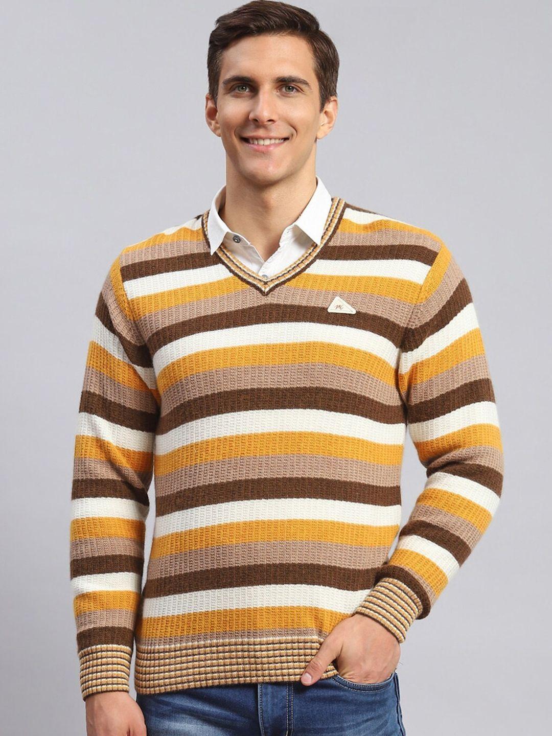 monte carlo v-neck striped woollen pullover