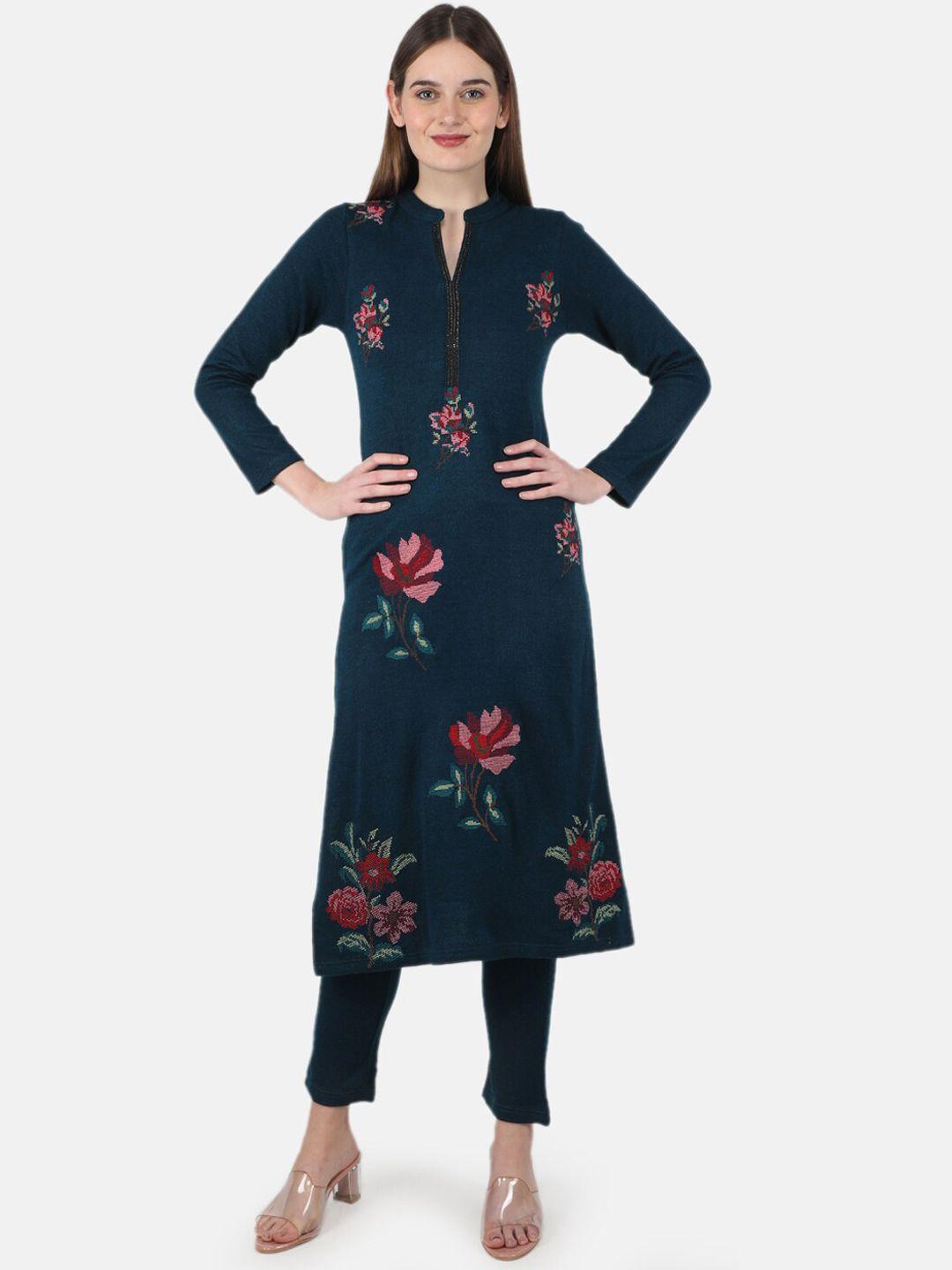 monte carlo women blue printed kurti with trousers