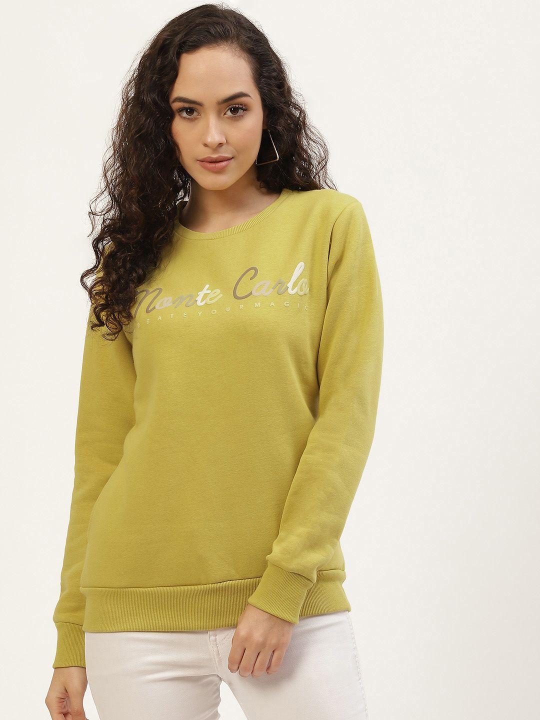 monte carlo women lime green brand logo printed sweatshirt