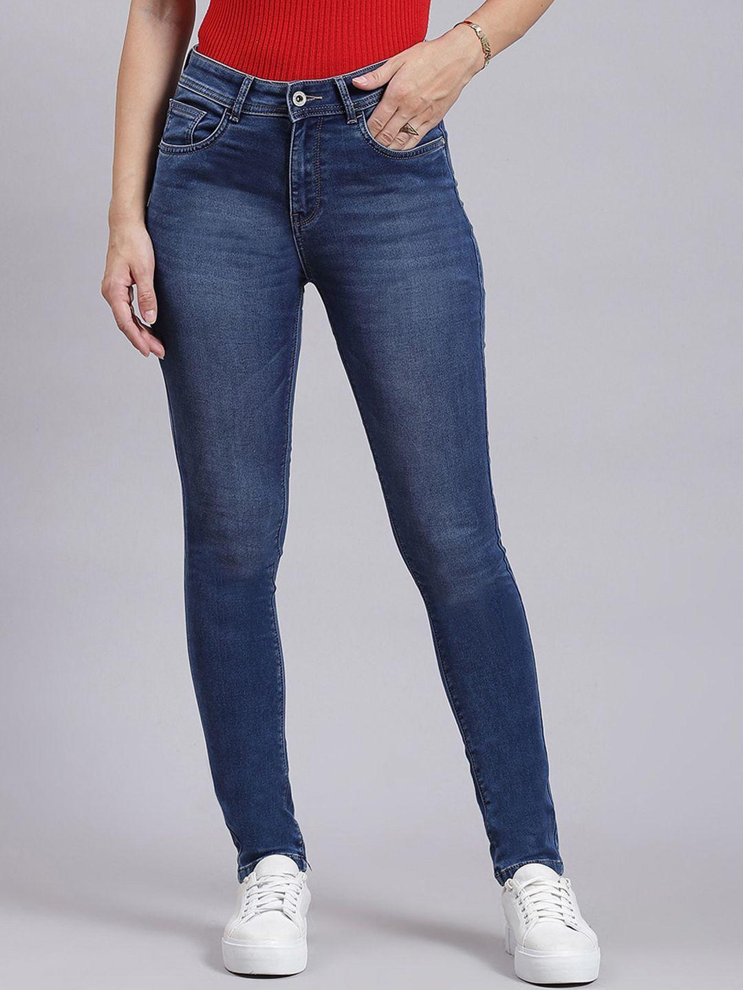 monte carlo women smart mid-rise slim fit heavy fade jeans