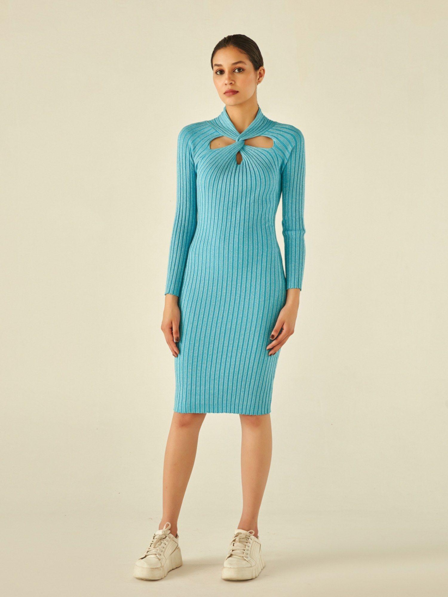 monte blue rib dress