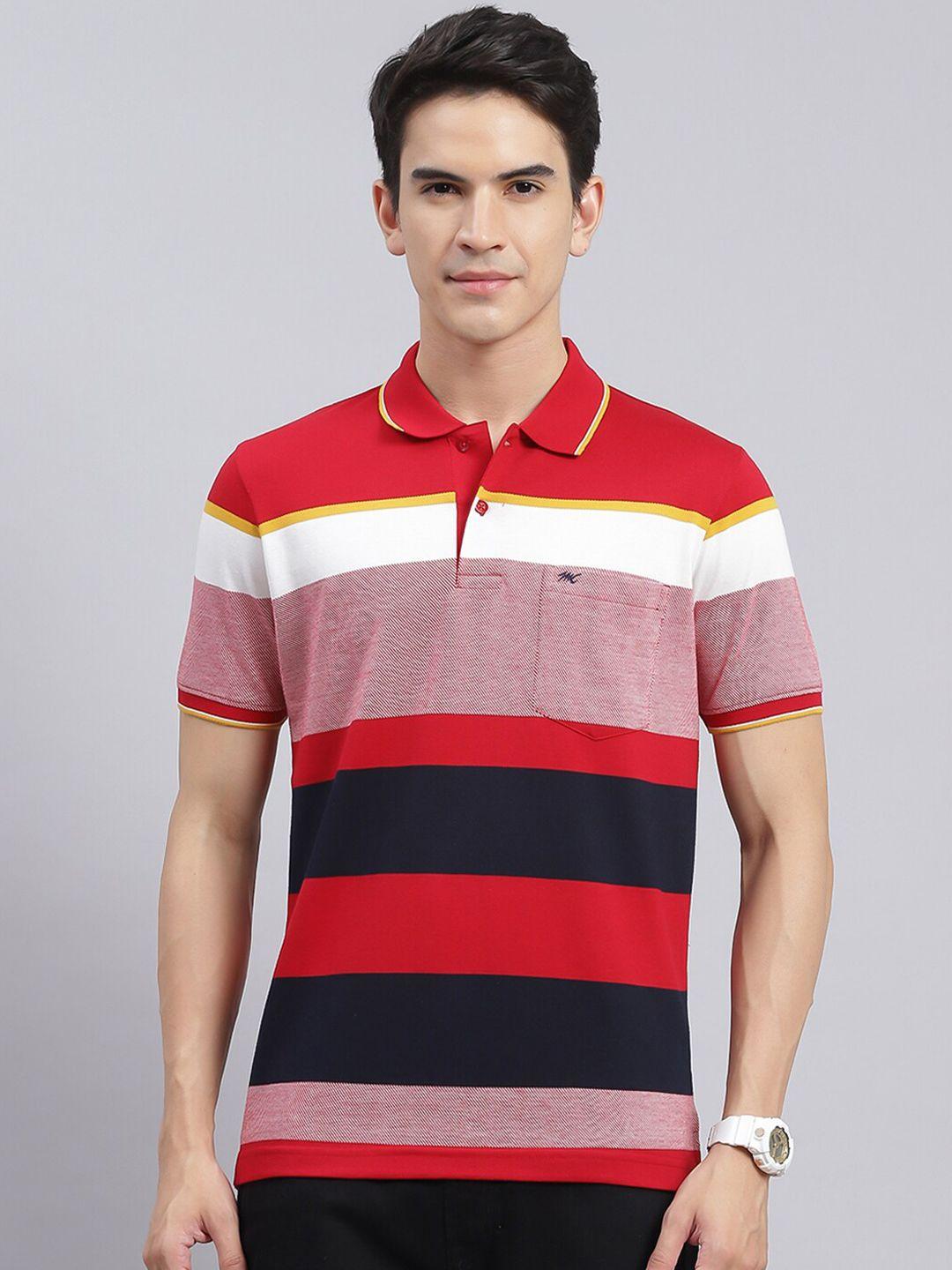 monte carlo  striped polo collar regular fit cotton casual t-shirt