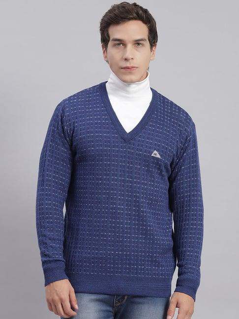 monte carlo airforce blue regular fit pure wool pullover