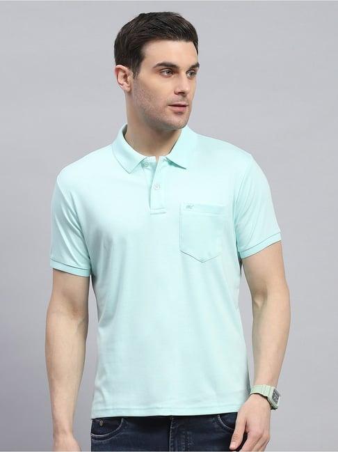 monte carlo aqua cotton regular fit polo t-shirt