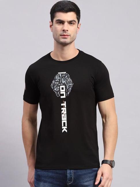 monte carlo black regular fit printed t-shirt