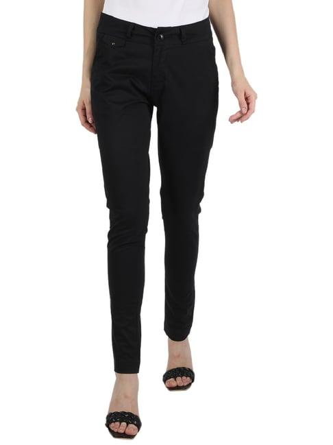 monte carlo black slim fit flat front trousers