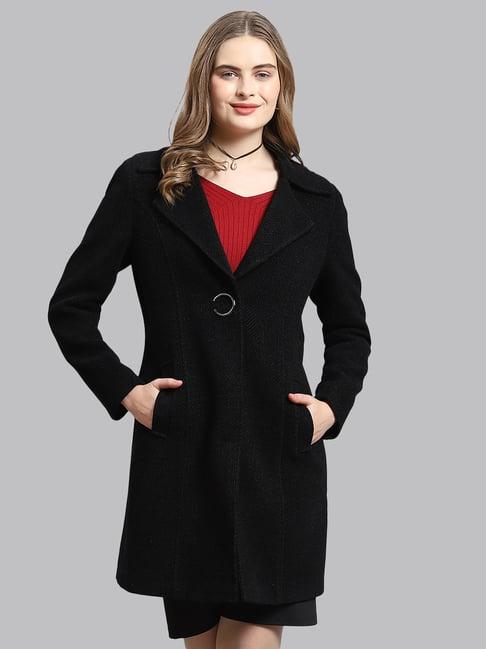 monte carlo black wool regular fit coat