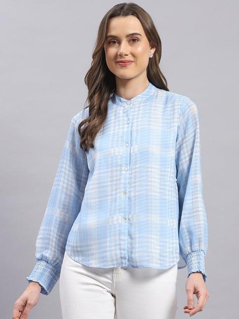 monte carlo blue & white checks shirt