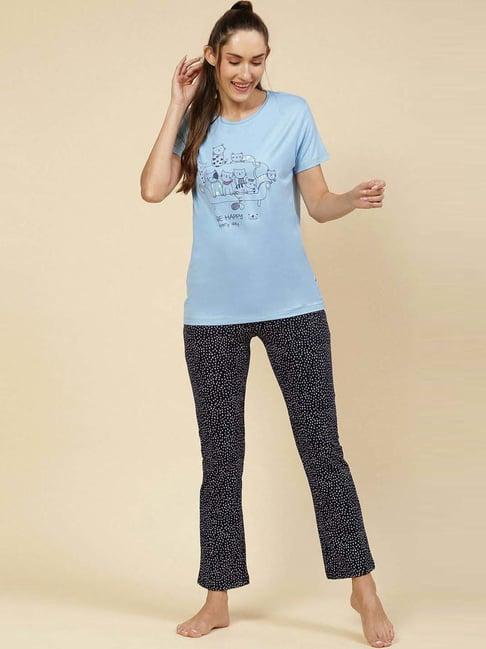 monte carlo blue printed t-shirt pyjama set