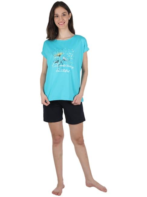 monte carlo blue printed t-shirt shorts set