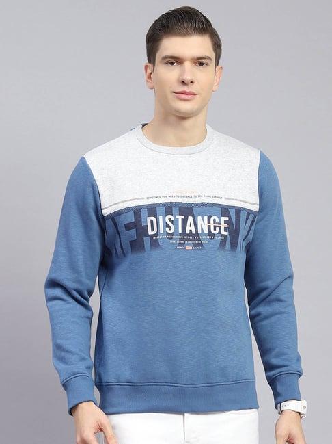 monte carlo blue regular fit colour block sweatshirt