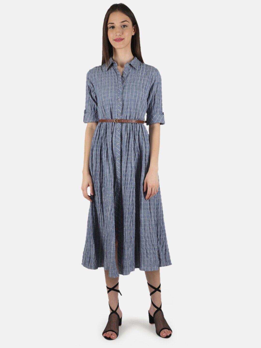 monte carlo blue shirt midi dress