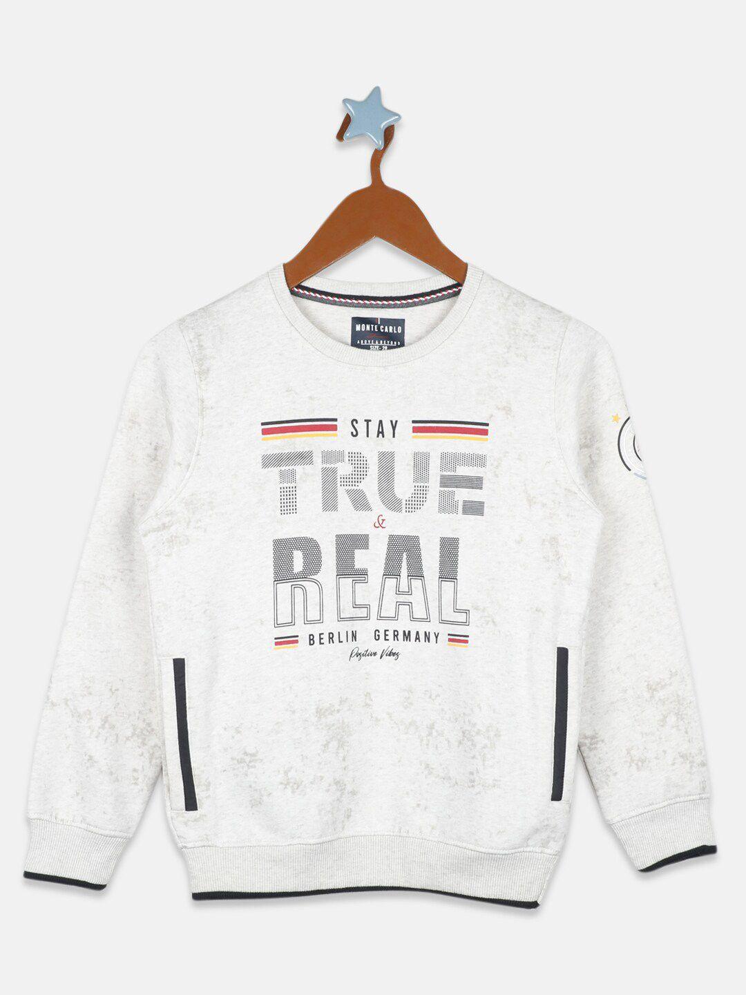 monte carlo boys beige printed sweatshirt