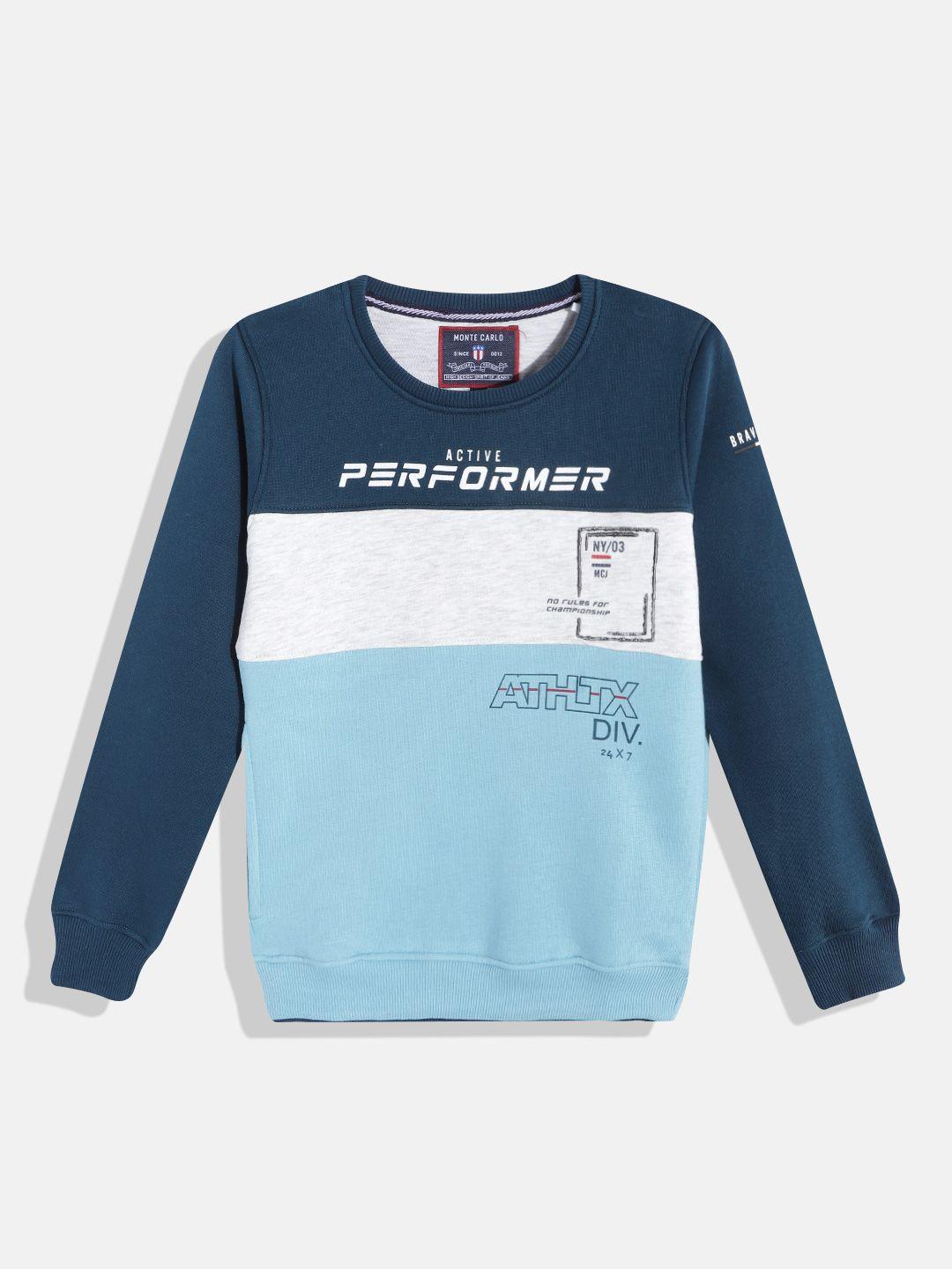 monte carlo boys blue & white colourblocked sweatshirt