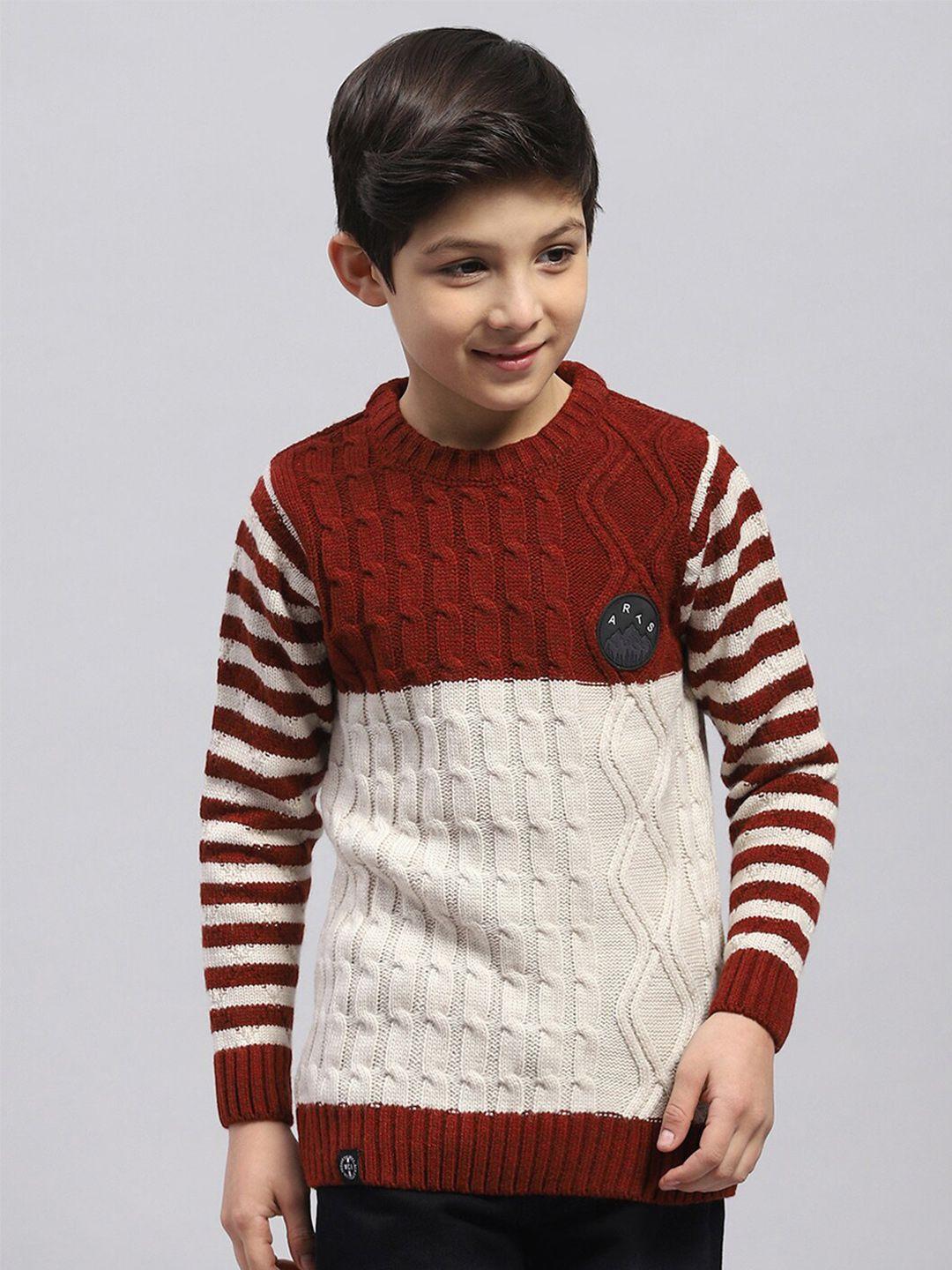 monte carlo boys cable knit self design acrylic ribbed pullover