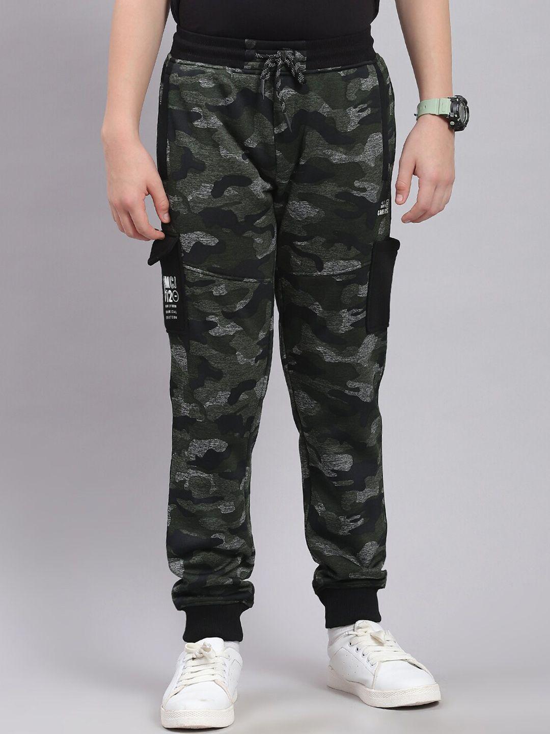 monte carlo boys camouflage printed mid-rise joggers