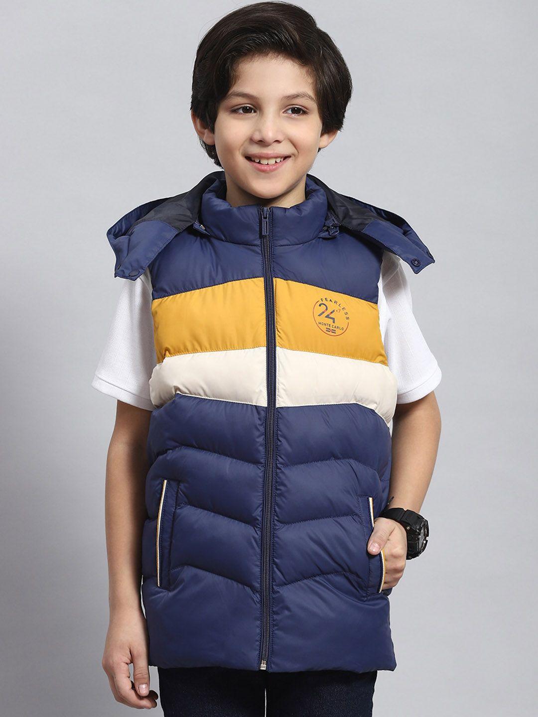 monte carlo boys colourblocked detachable hooded sleeveless lightweight puffer jacket