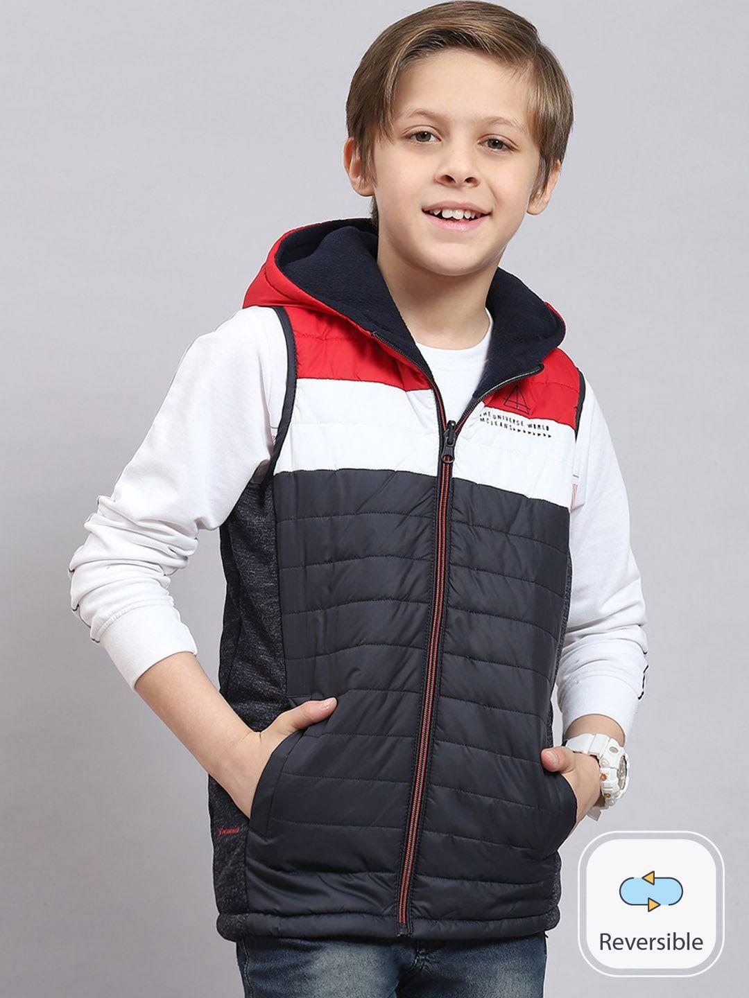 monte carlo boys colourblocked hooded lightweight cotton puffer jacket