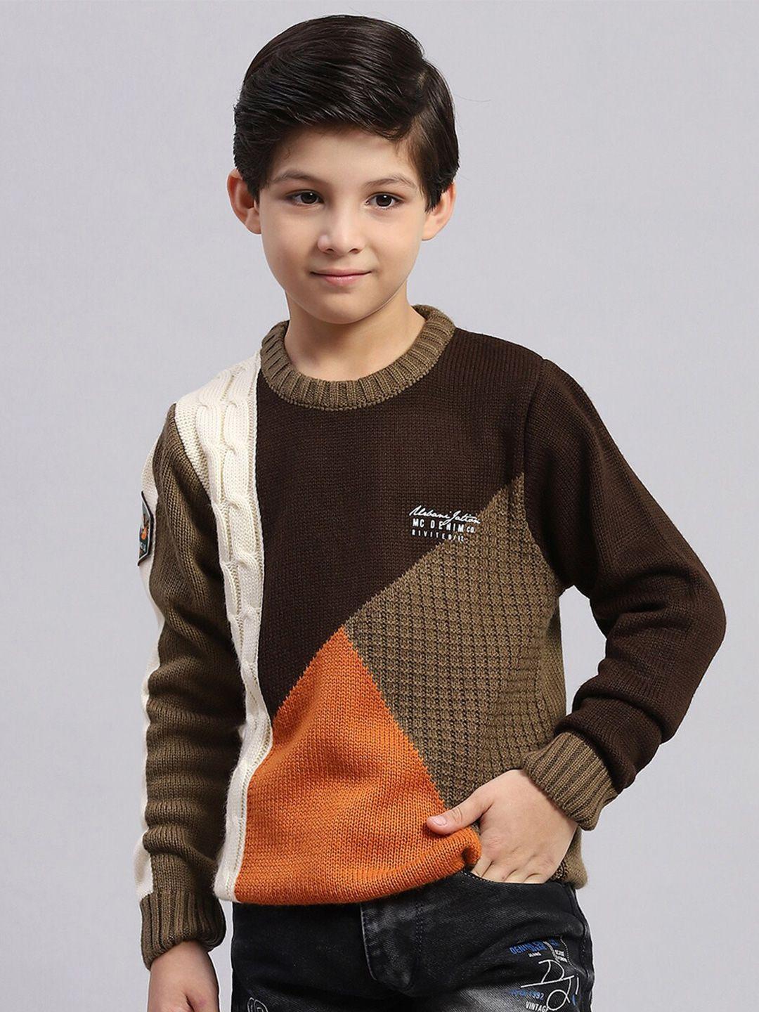 monte carlo boys colourblocked pure acrylic pullover