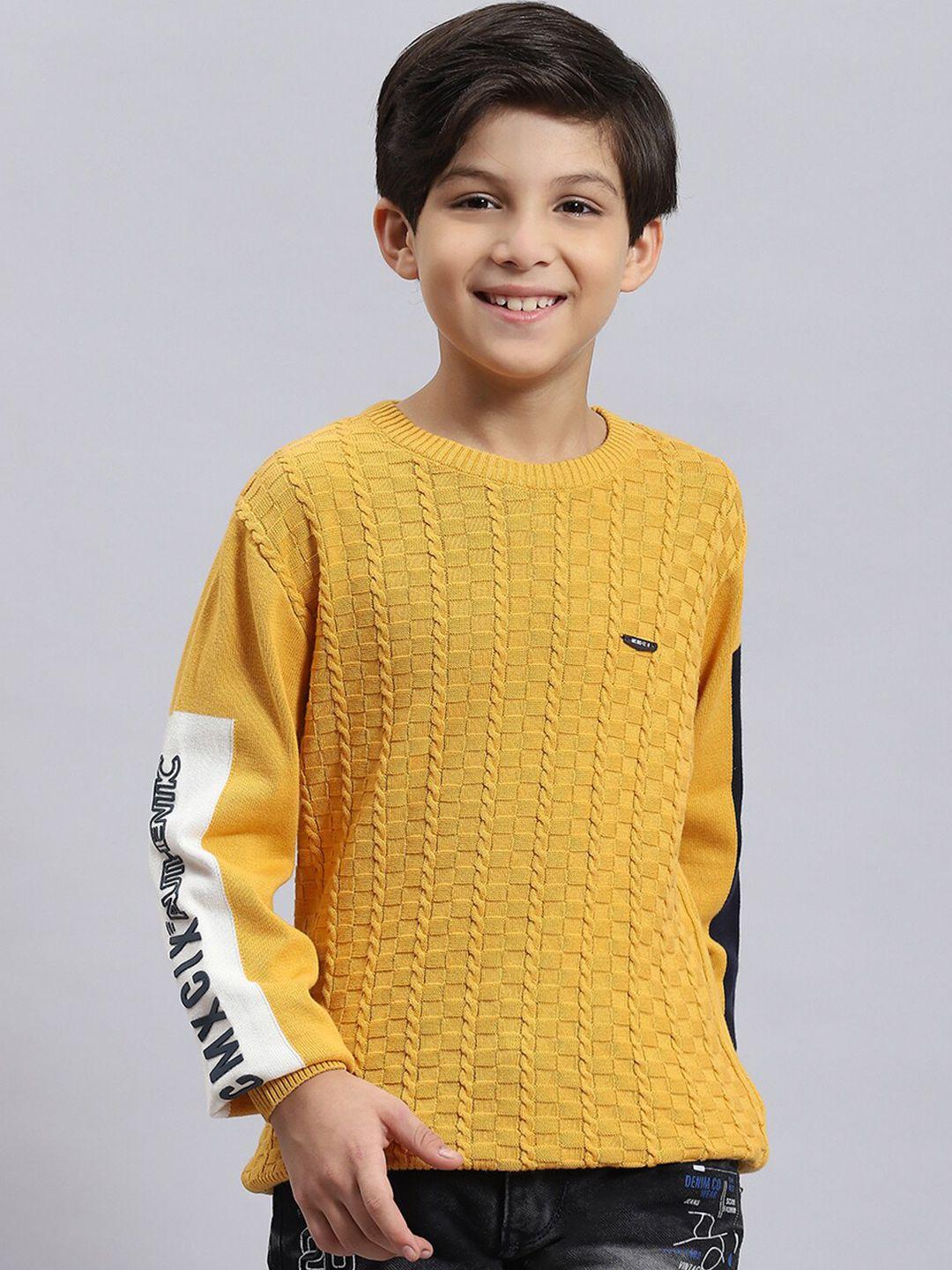 monte carlo boys geometric self design woollen pullover