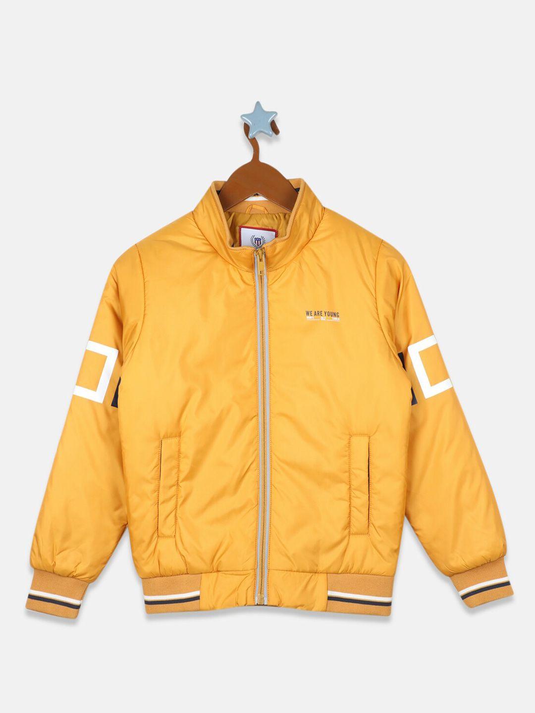 monte carlo boys gold-toned bomber with patchwork jacket