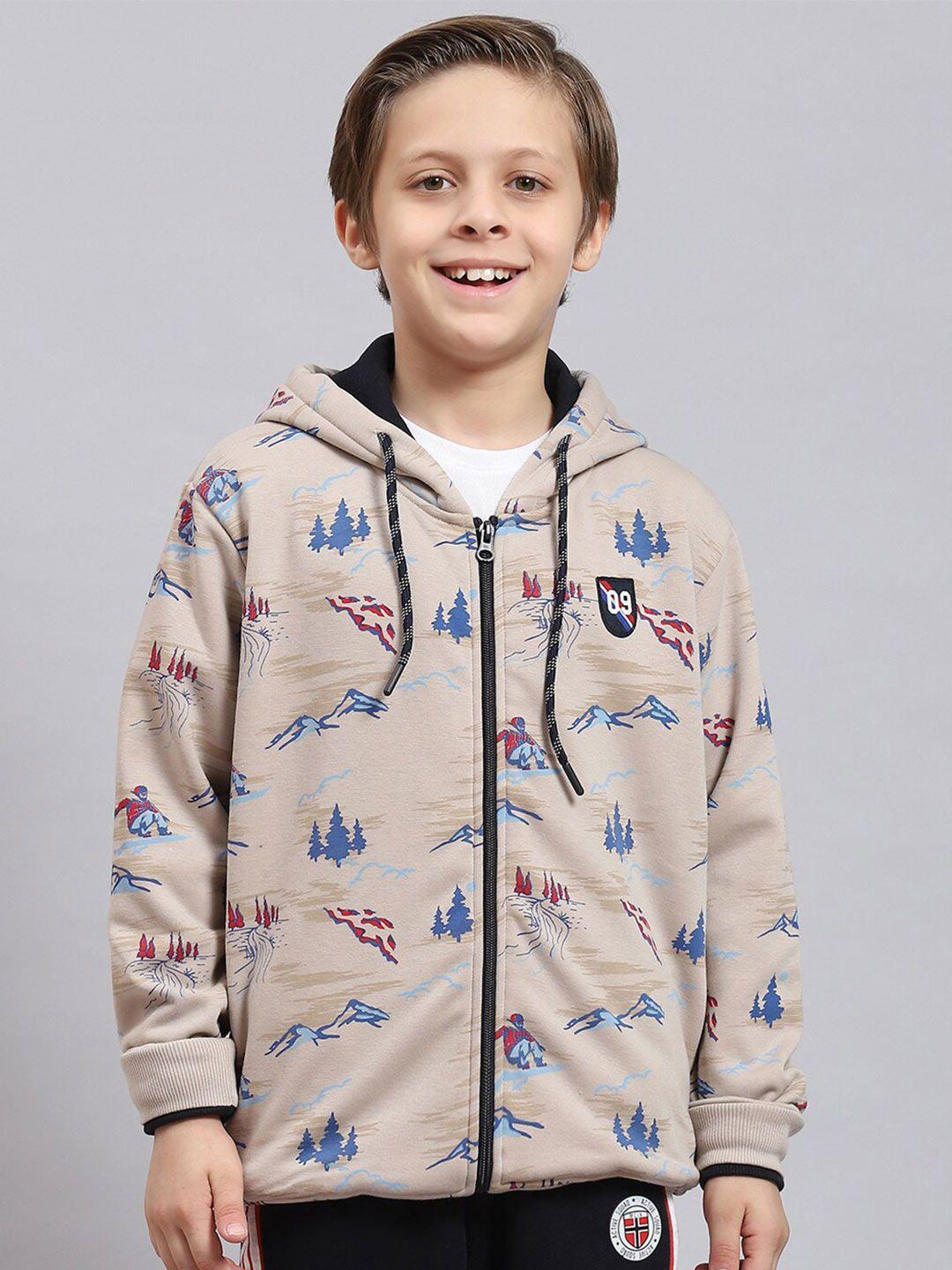monte carlo boys graphic printed hooded neck long sleeve front-open sweatshirt