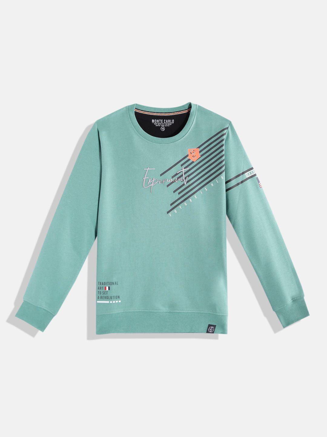 monte carlo boys green & grey placement striped sweatshirt