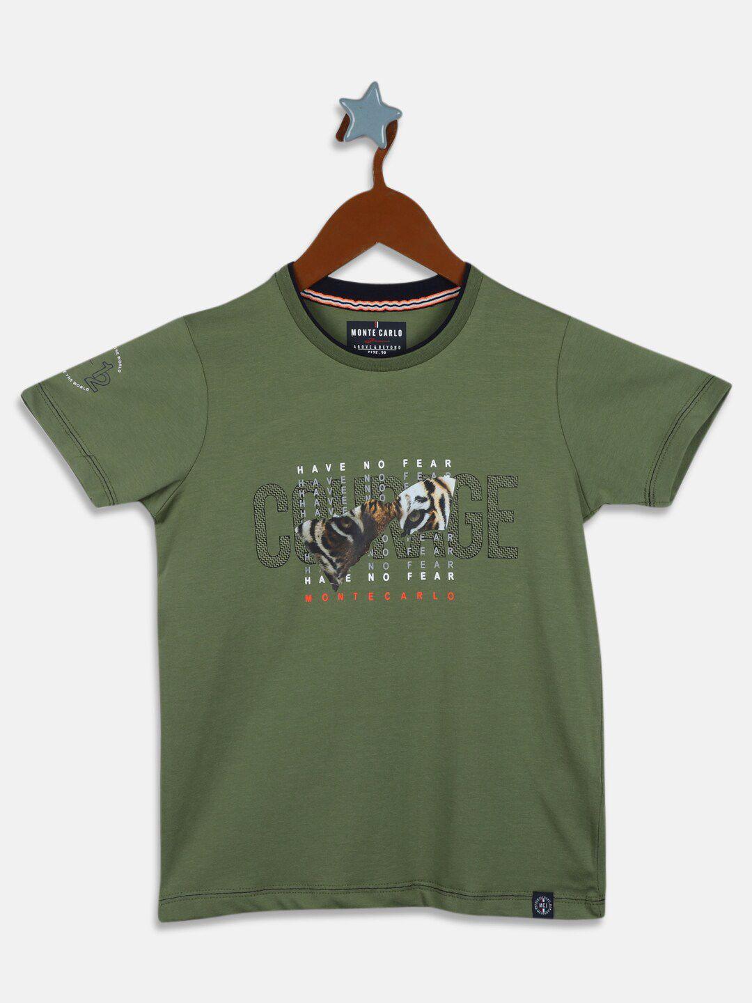 monte carlo boys green printed t-shirt