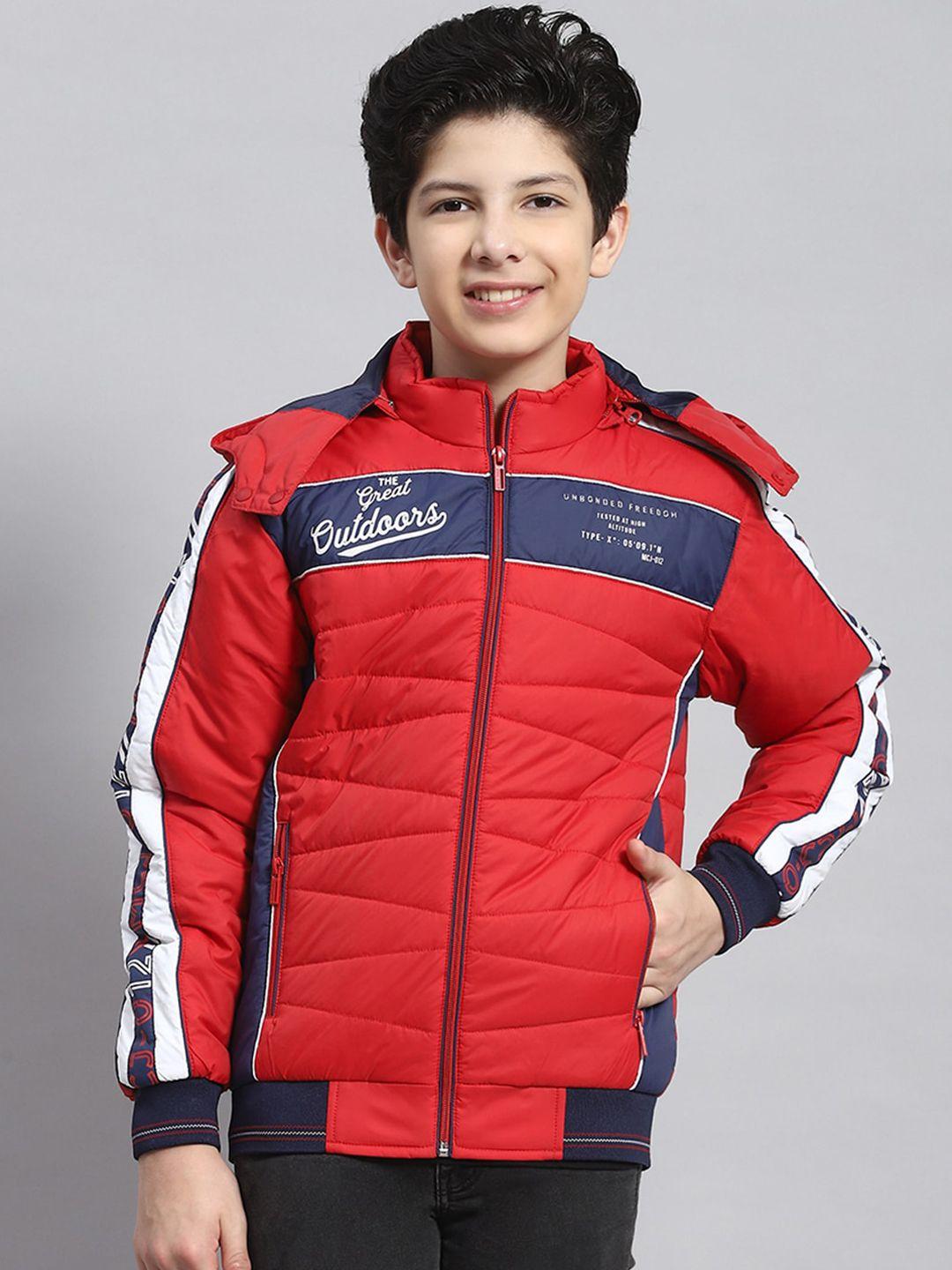 monte carlo boys lightweight typography printed hooded padded jacket