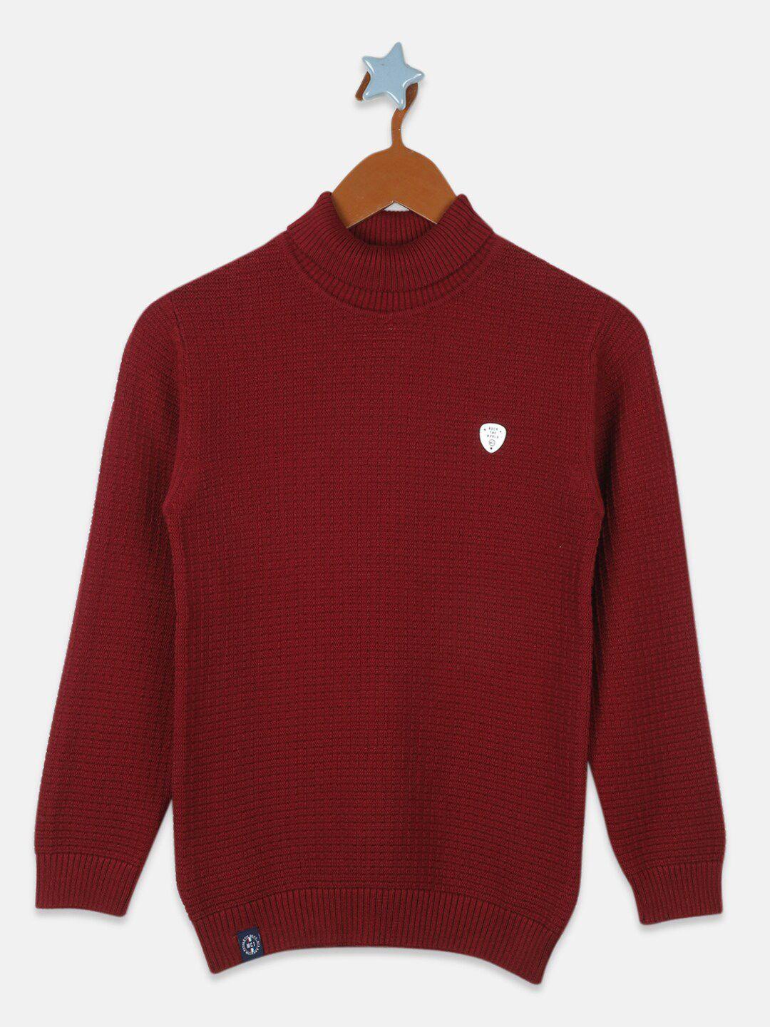 monte carlo boys maroon solid pure cotton pullover