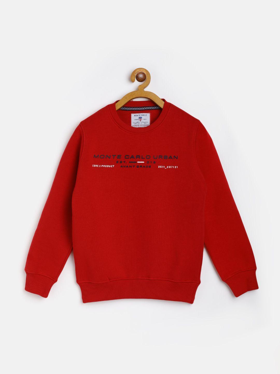 monte carlo boys maroon sweatshirt with printed detail