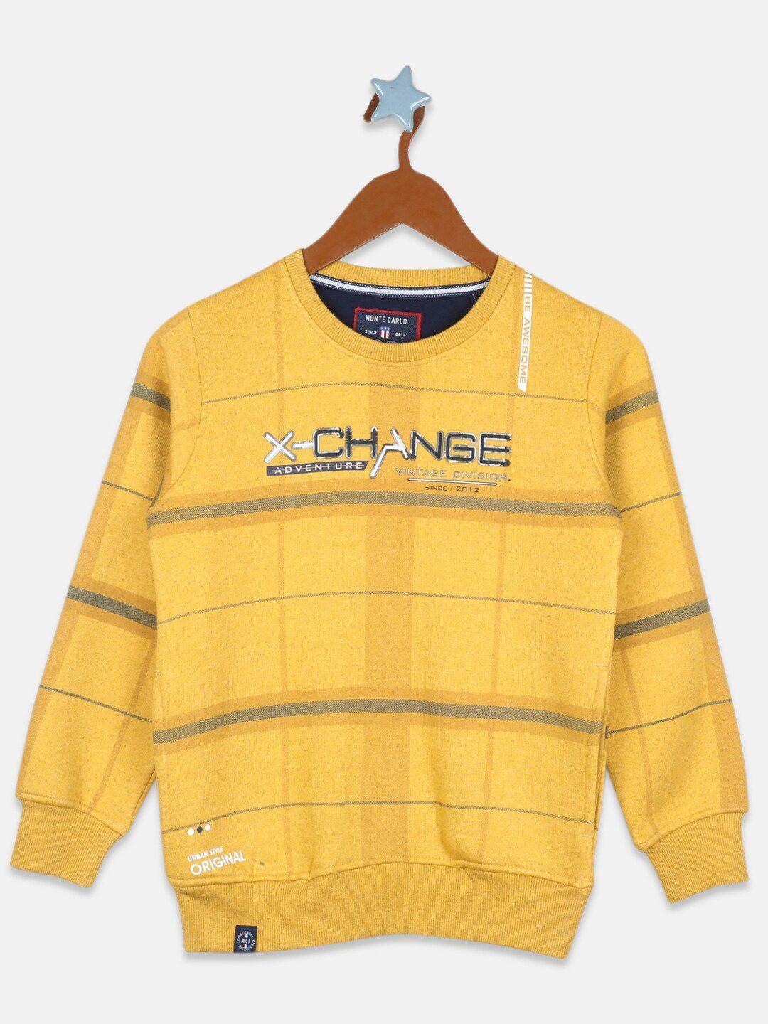 monte carlo boys mustard yellow checked sweatshirt