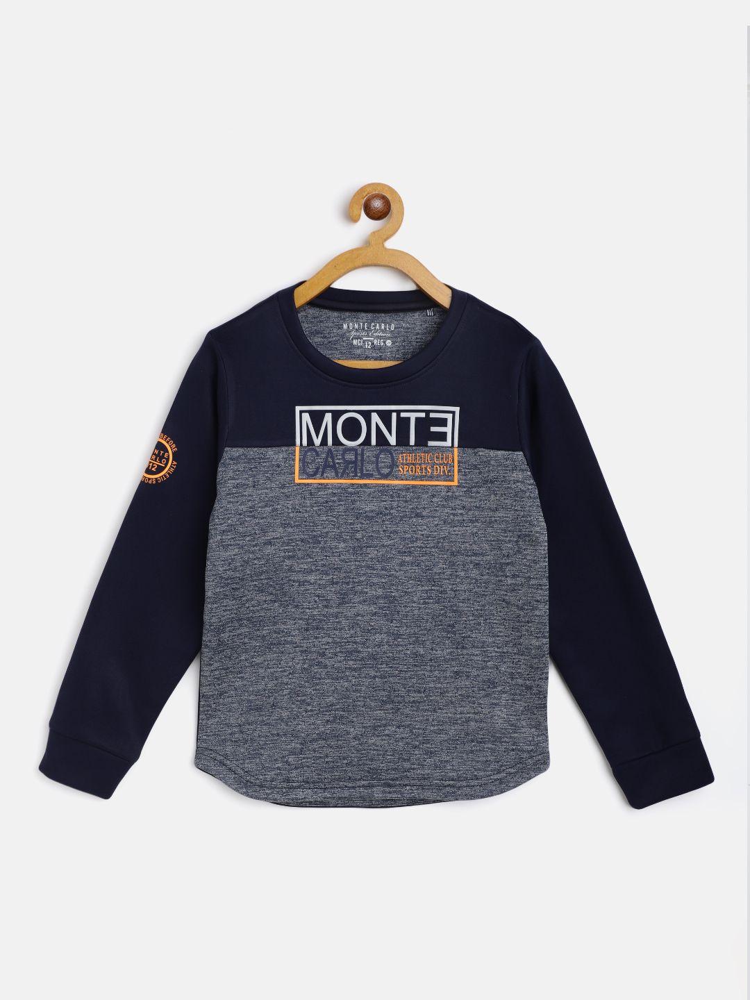 monte carlo boys navy blue brand logo print sweatshirt