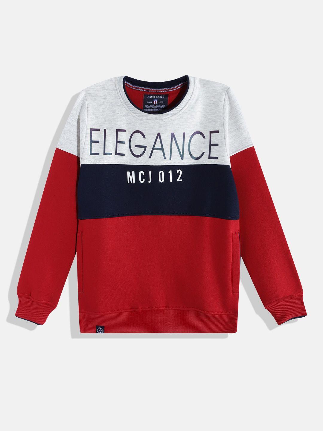 monte carlo boys red & grey melange striped sweatshirt