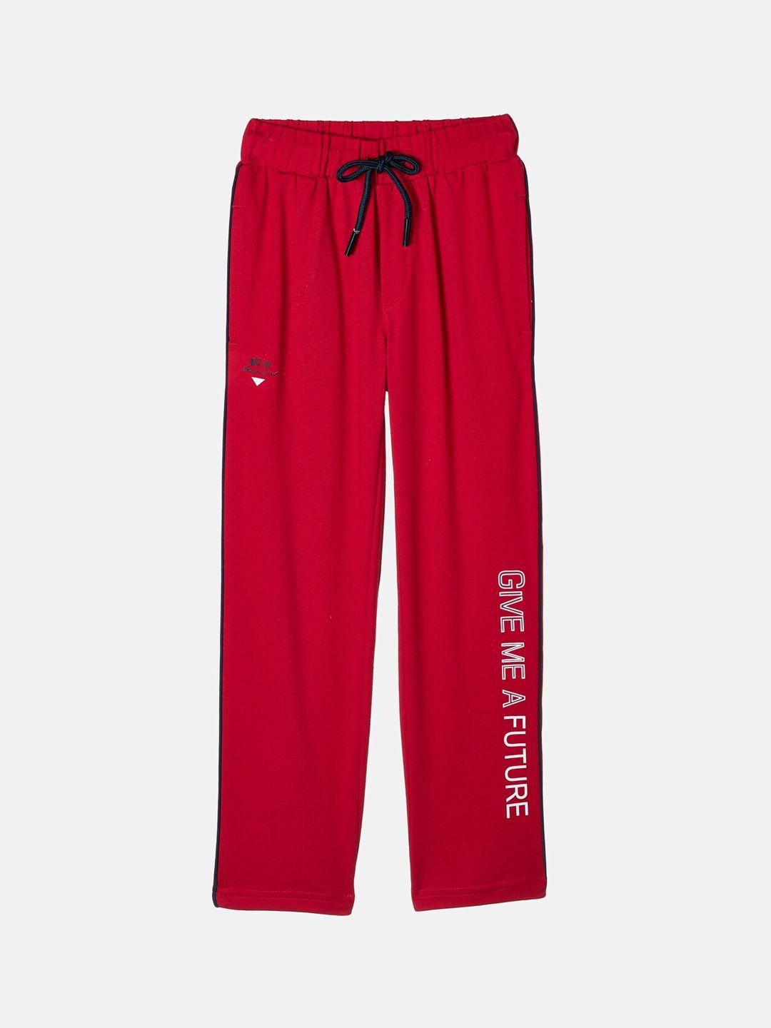 monte carlo boys red solid cotton blend track pants