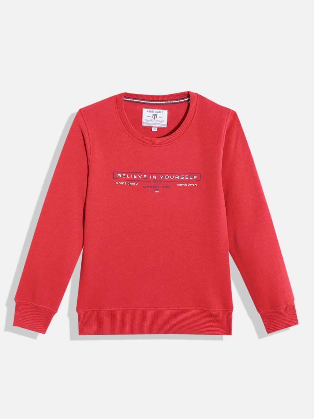 monte carlo boys red typography printed sweatshirt