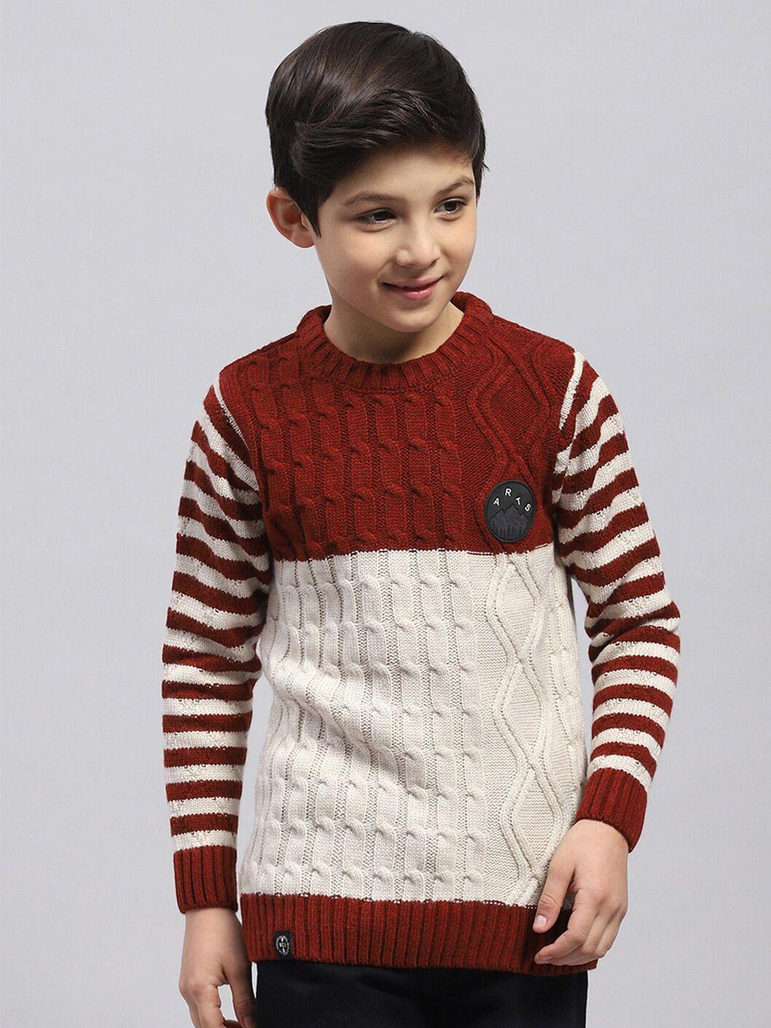 monte carlo boys round neck acrylic cable knit pullover