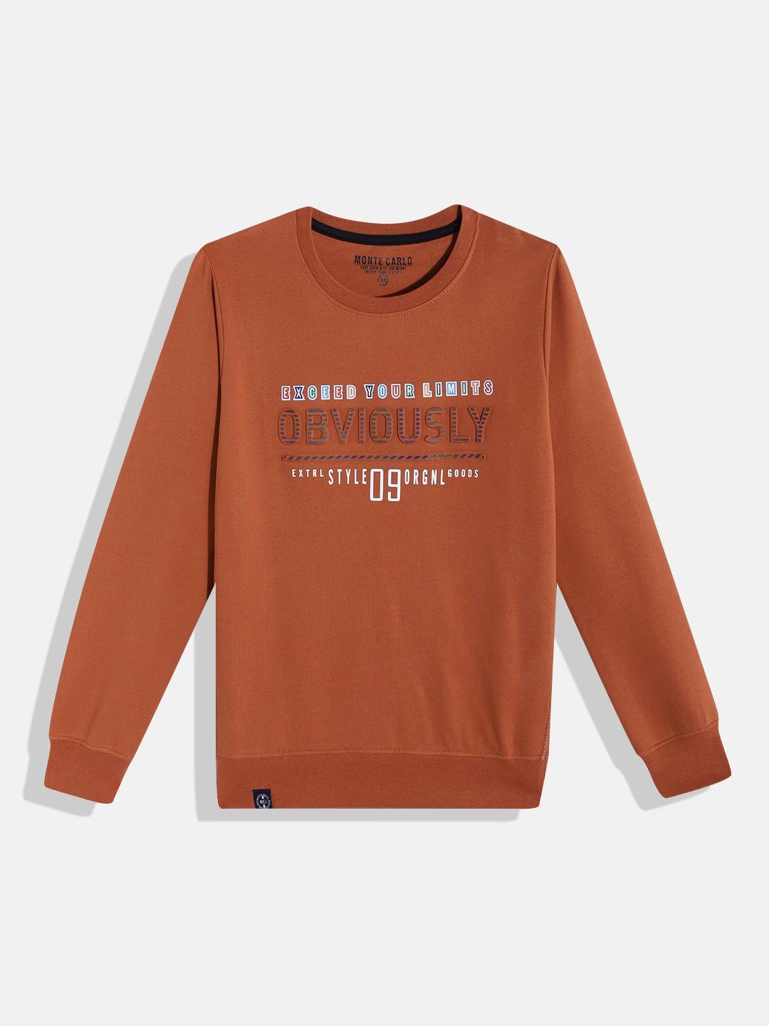 monte carlo boys rust orange & white printed sweatshirt