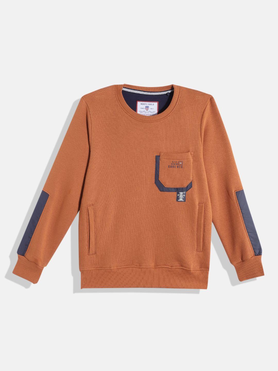 monte carlo boys rust orange solid sweatshirt