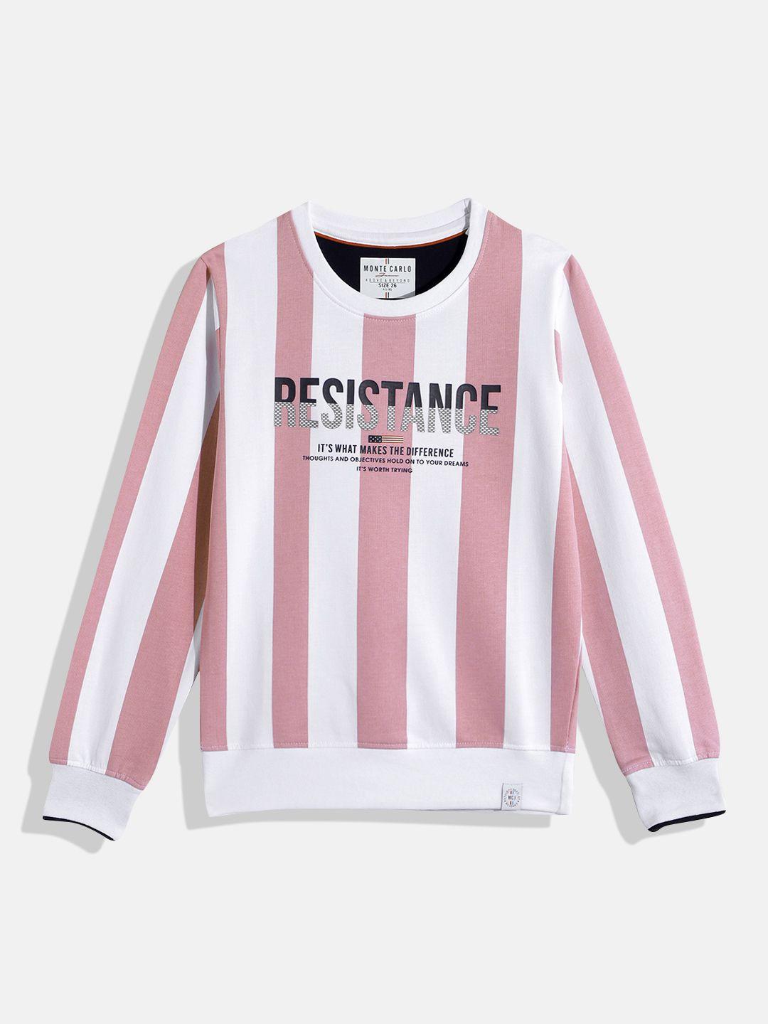 monte carlo boys striped & printed detail pure cotton sweatshirt