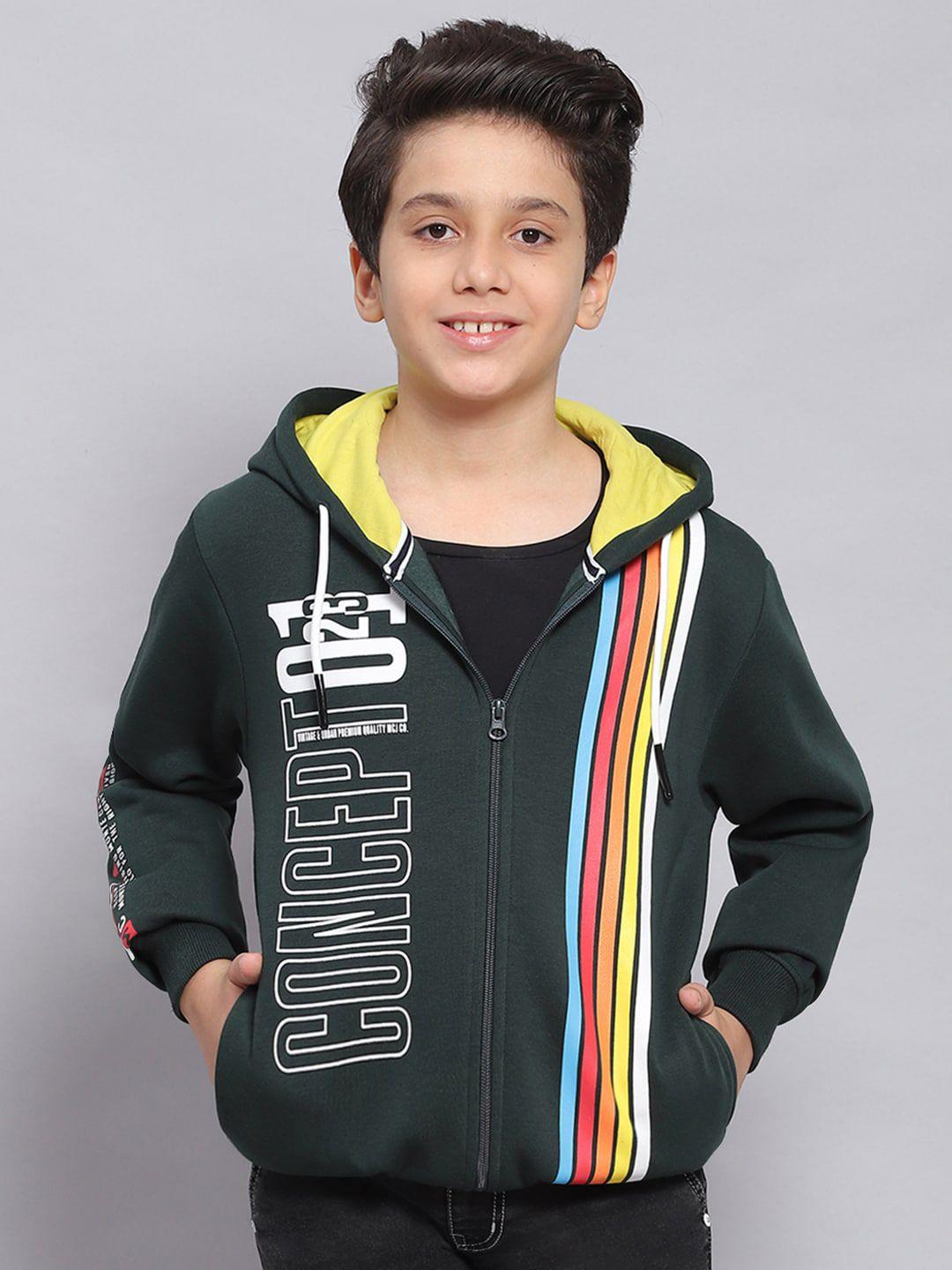 monte carlo boys striped hooded front open sweatshirt