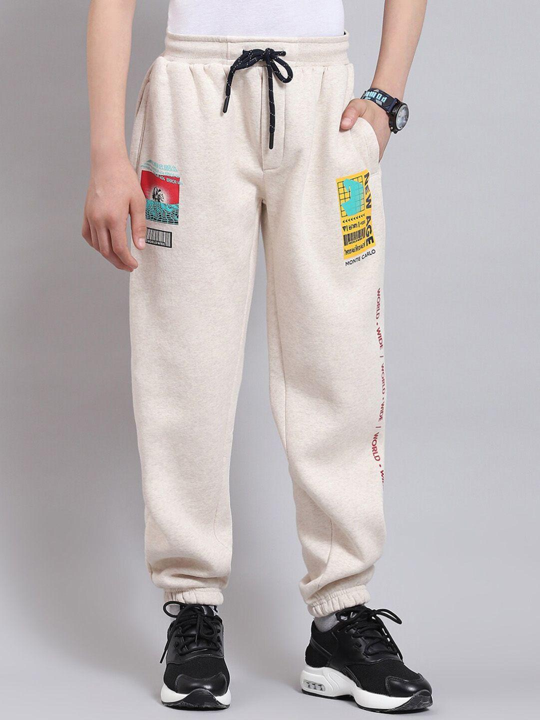 monte carlo boys typography printed cotton joggers