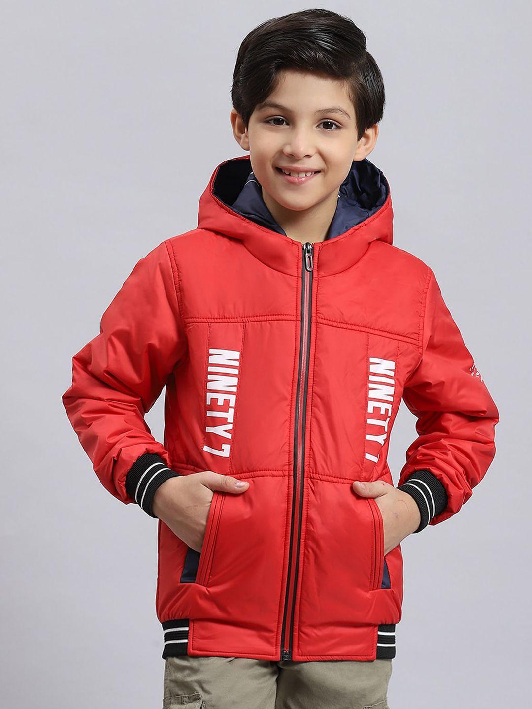 monte carlo boys typography printed hooded lightweight bomber jacket