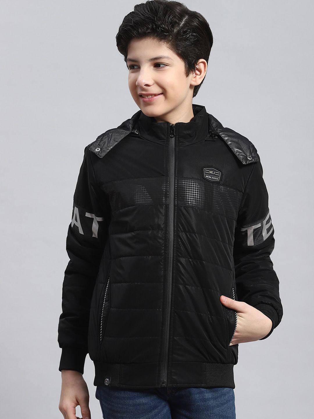 monte carlo boys typography printed hooded lightweight padded jacket