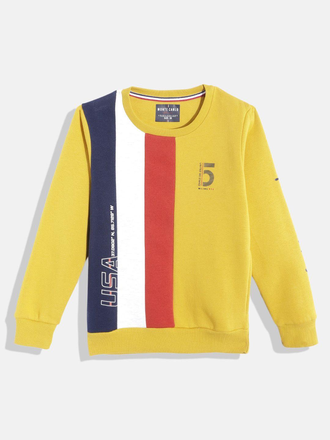 monte carlo boys yellow & red striped sweatshirt
